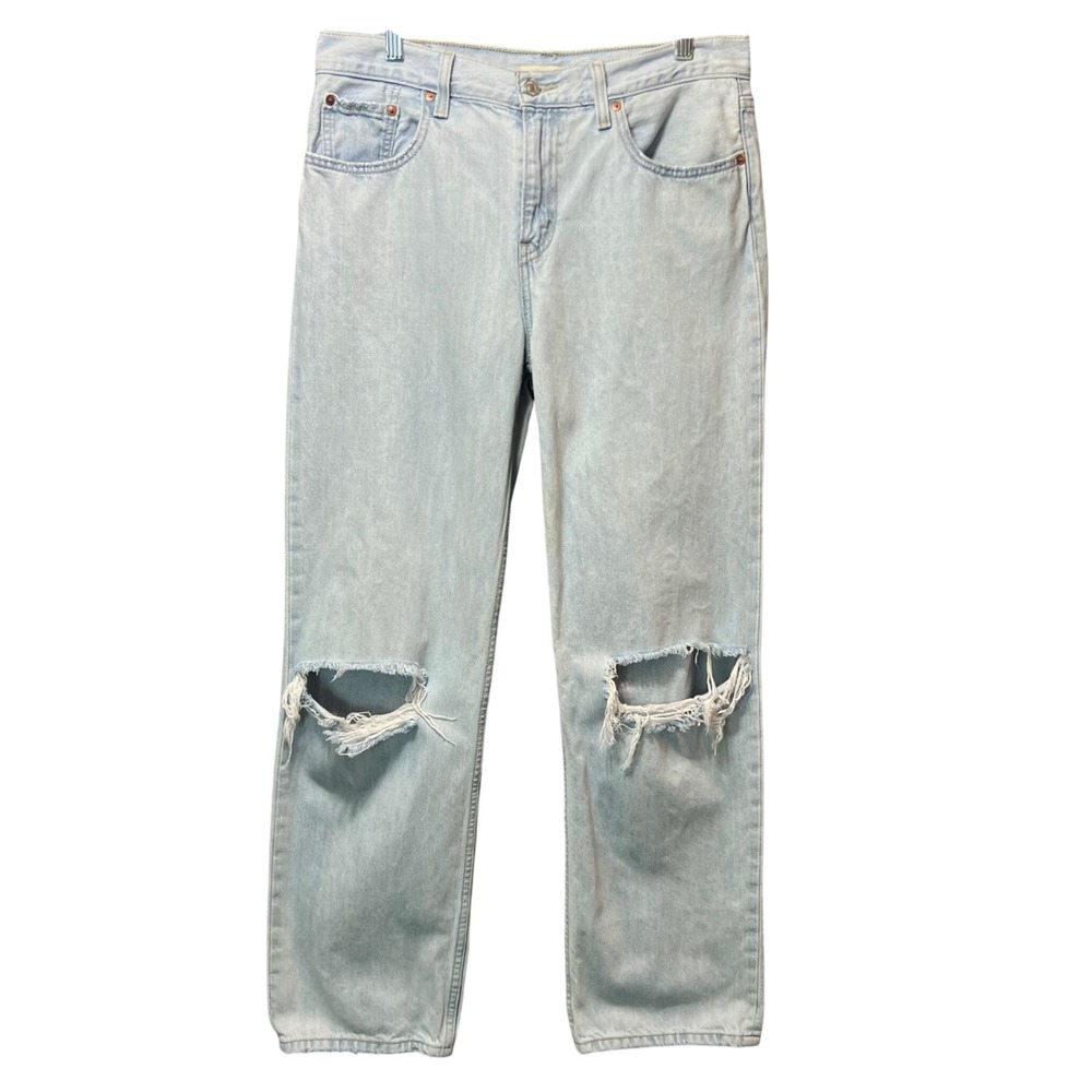 Levi's Low Pro Straight Jeans 29 Light‎ Wash Distressed Ripped Knee Y2K Style